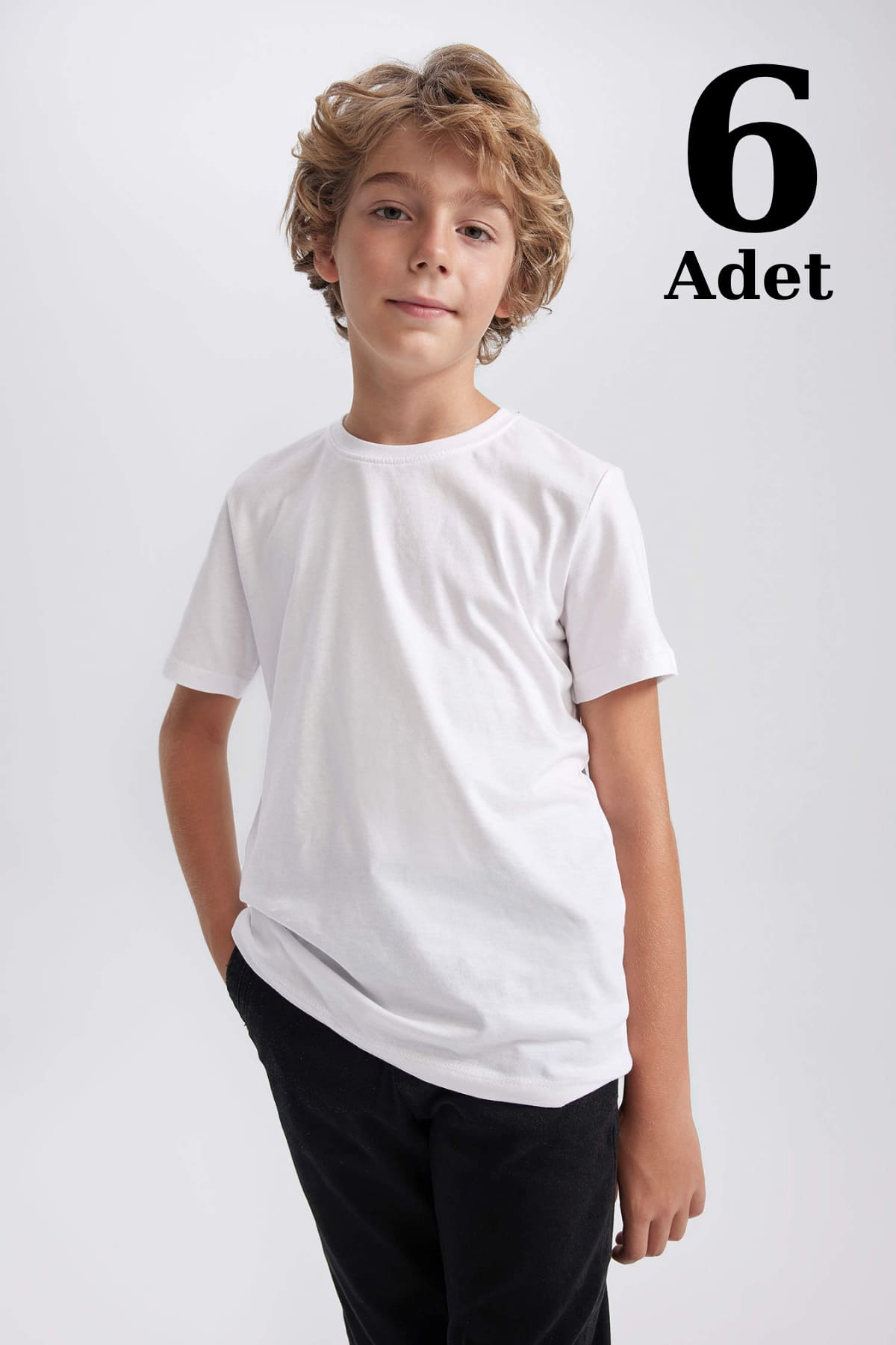 Pamuklu Sıfır Yaka Kısa Kollu Tişört Arma Yıldız 5504 - Beyaz