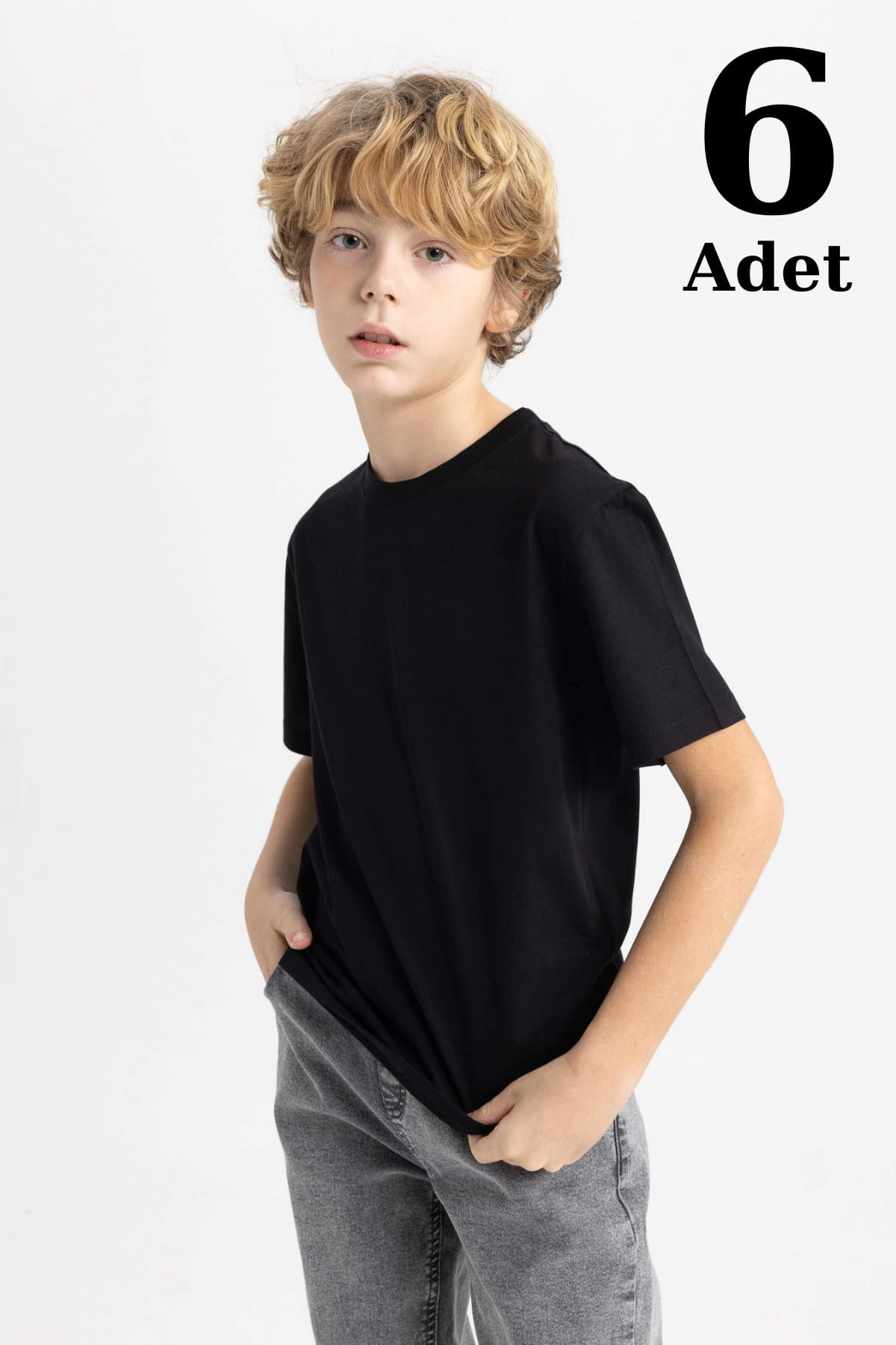 Pamuklu Kısa Kollu Tişört Arma Yıldız 5504 - Siyah