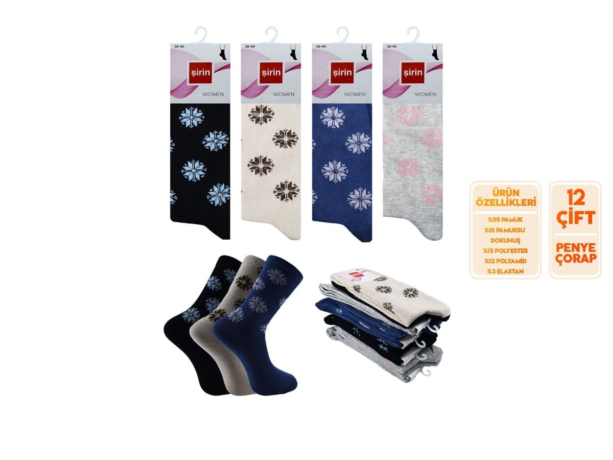 Dikişsiz 12'li Bayan Penye Çorap Mor Şirin 4000 - Asorti