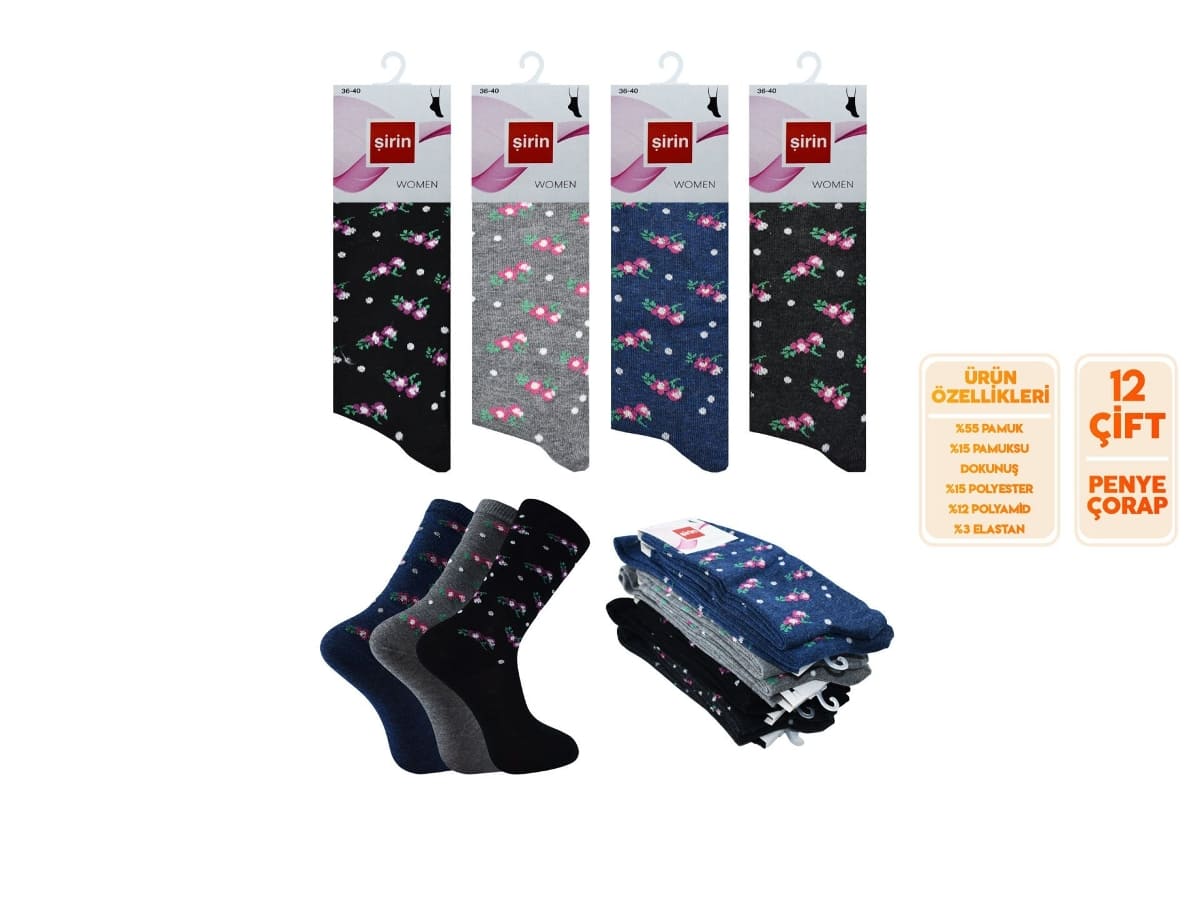 Dikişsiz Esnek Bel Bandı Penye Çorap Şirin 4000 - Asorti