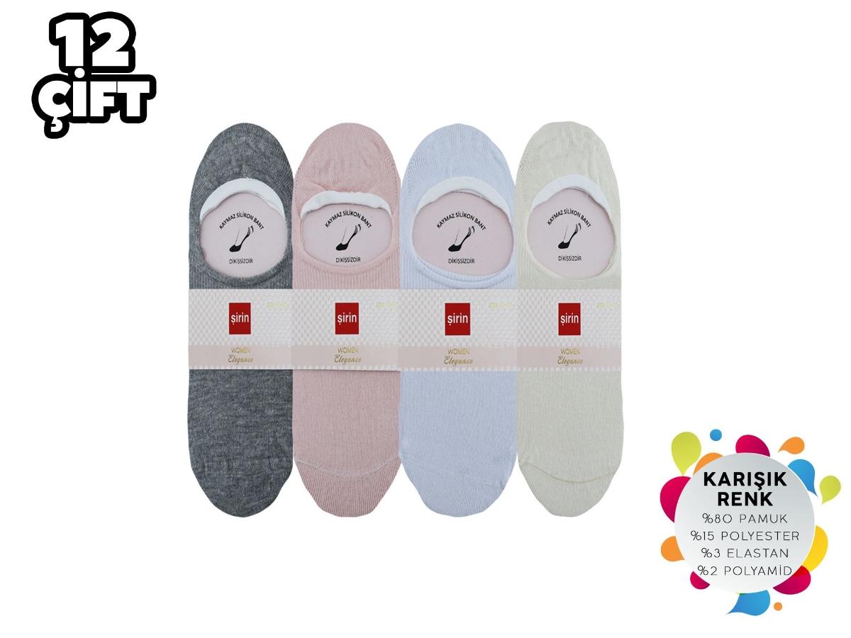 Dikişsiz Silikonlu Pamuk Babet Çorap Şirin 4022 - Asorti
