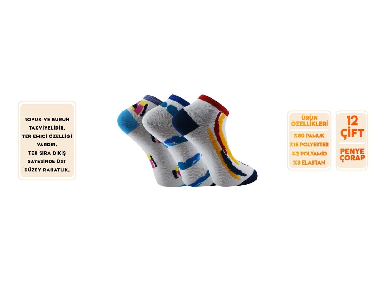 Dikişsiz Rahat Bayan Patik Çorap Mor Şirin 4030 - Asorti