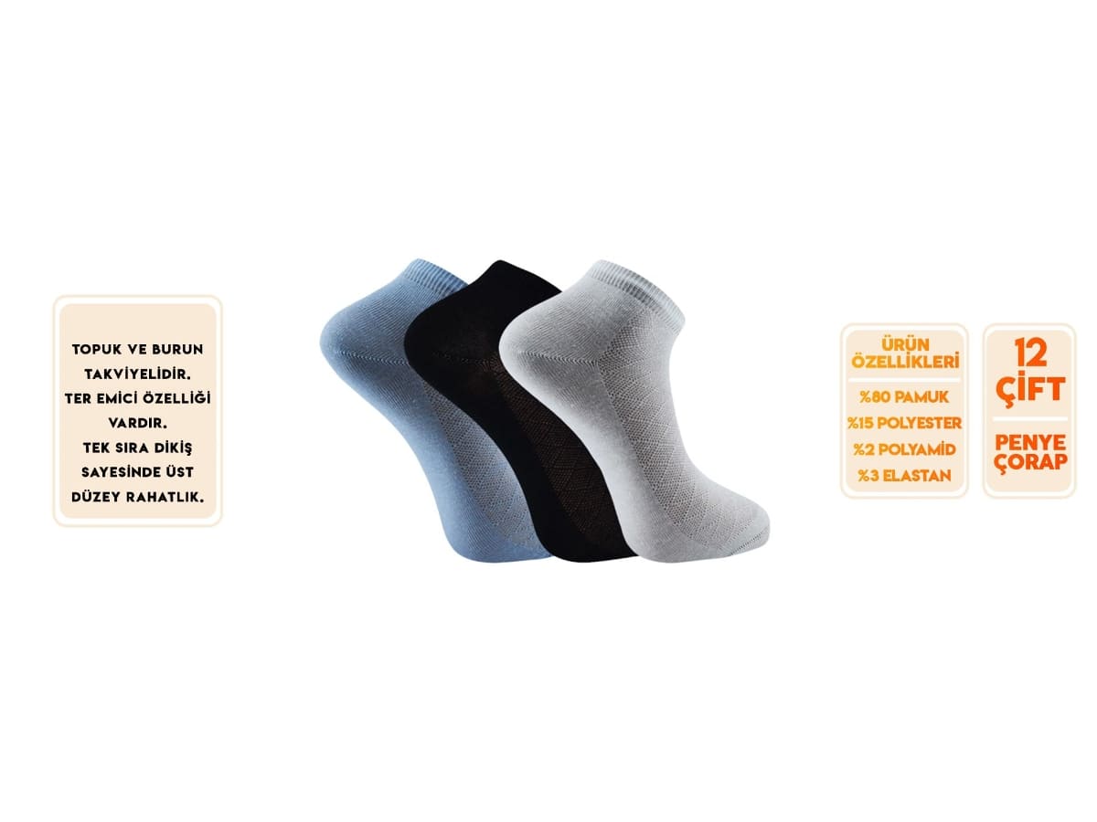 Dikişsiz Mor Patik Çorap Şirin 4030 - Asorti