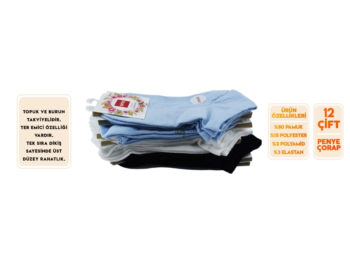 Dikişsiz Mor Patik Çorap Şirin 4030 - Asorti