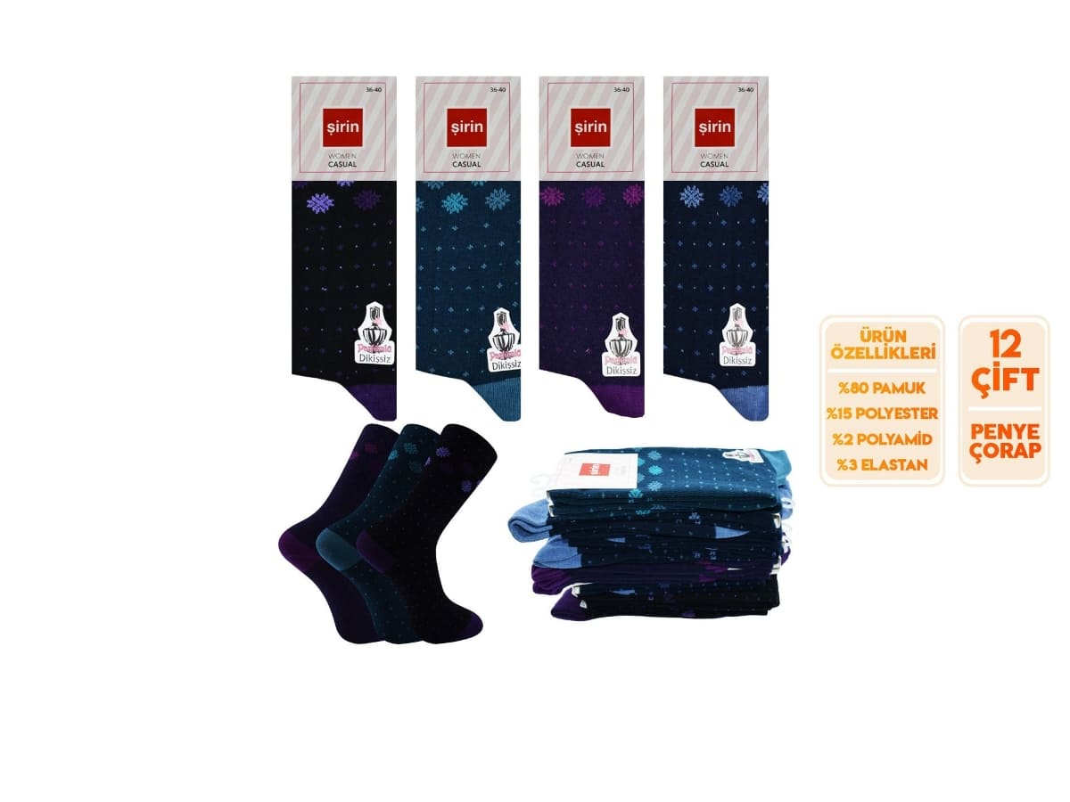 Dikişsiz 15 Denye Kadın Çorap Mor Şirin 4150 - Asorti