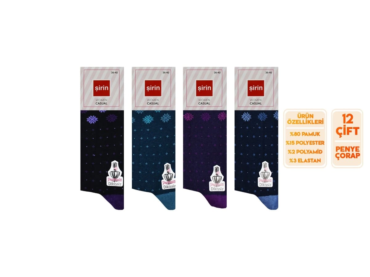 Dikişsiz 15 Denye Kadın Çorap Mor Şirin 4150 - Asorti