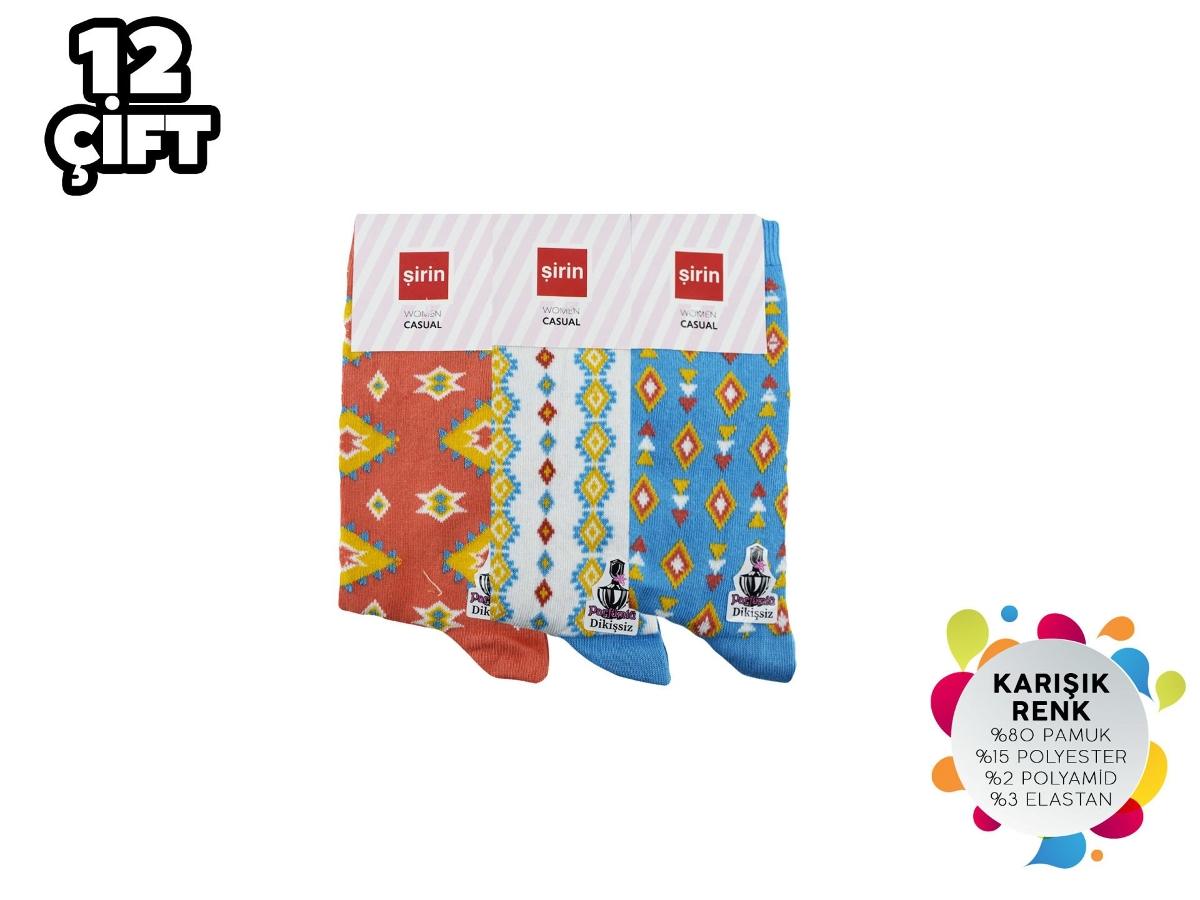 Düşük Denye Dikişsiz Kadın Penye Çorap Şirin 4150 - Asorti