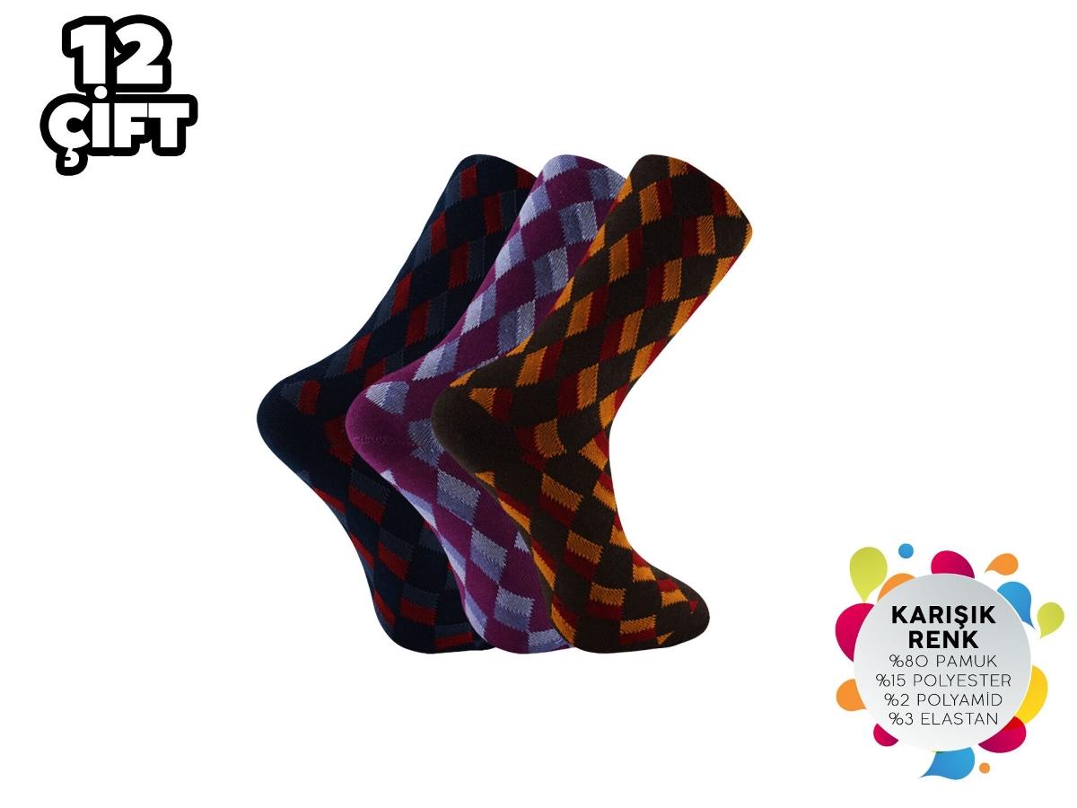 Dikişsiz Penye Kadın Çorap 12Li İnce Yapı Şirin 4150 - Asorti