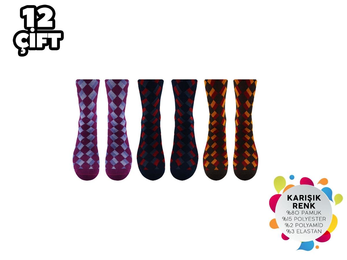 Dikişsiz Penye Kadın Çorap 12Li İnce Yapı Şirin 4150 - Asorti