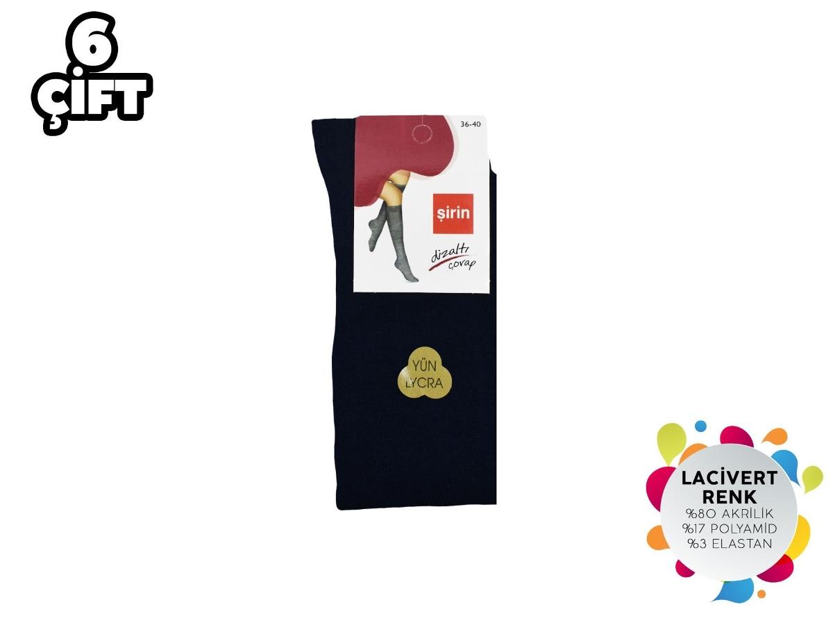 Lacivert Yün Akrilik Kadın Diz Altı Çorap Şirin 5110 - Lacivert