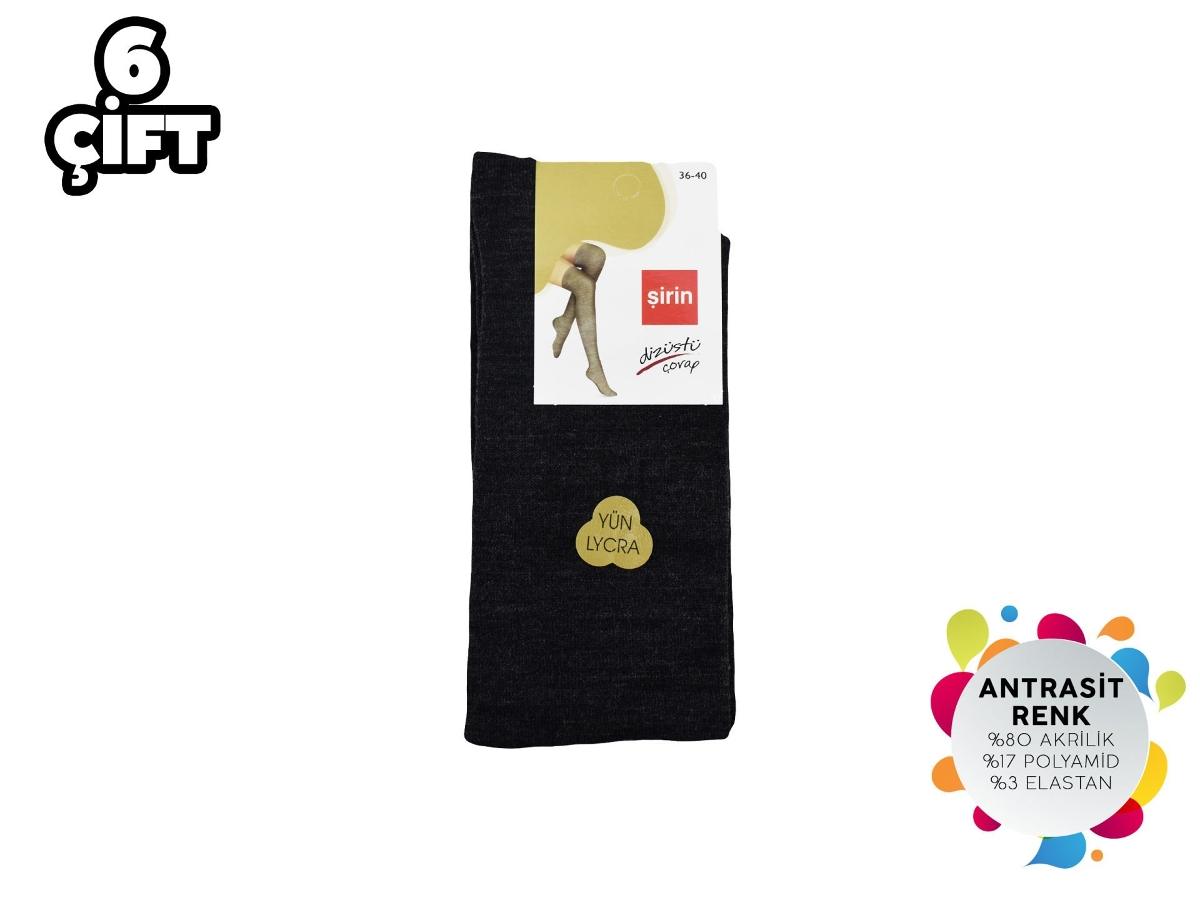 Düşük Denye Kadın Çorap Diz Üstü Antrasit Şirin 5140 - Antrasit