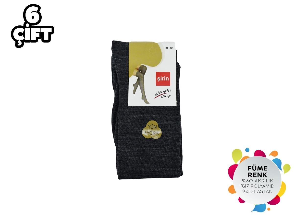 Düşük Denye Diz Üstü Kadın Çorap Şirin 5140 - Füme
