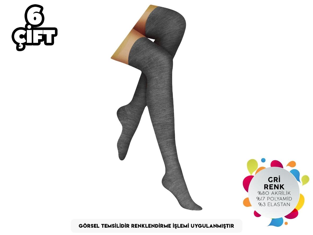 Gri Renkli Düşük Denye Bayan Diz Üstü Çorap Şirin 5140 - Gri