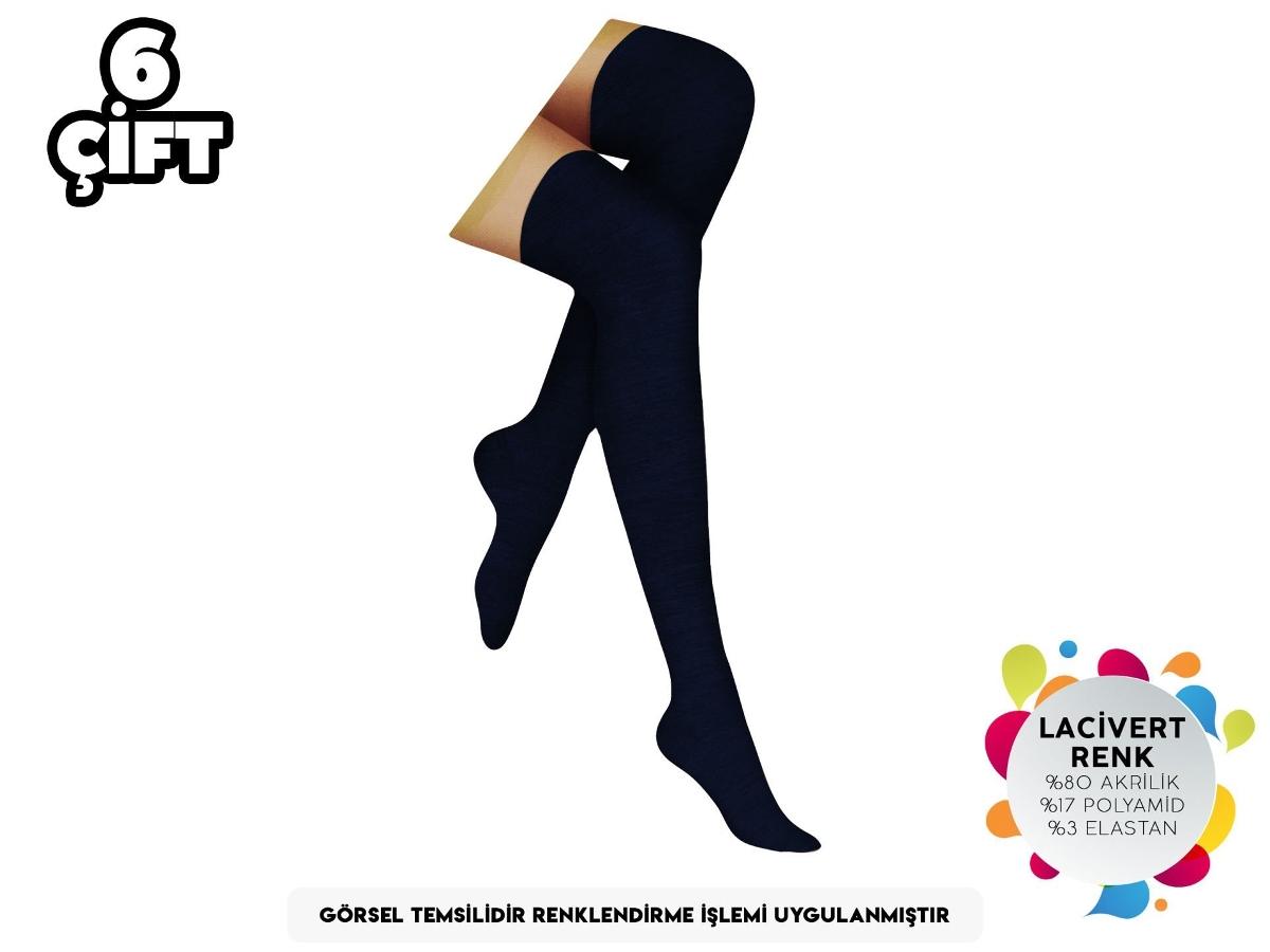 Düşük Denye Lacivert Kadın Diz Üstü Çorap Şirin 5140 - Lacivert