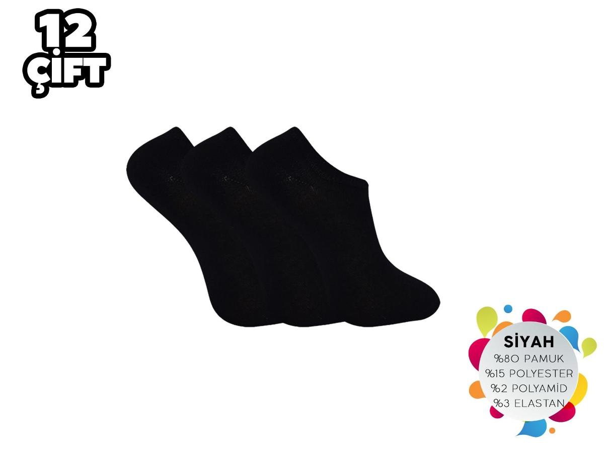 Düz Siyah Terry Tabanlı Kapalı Erkek Babet Çorap Şirin 7027 - Düz Siyah