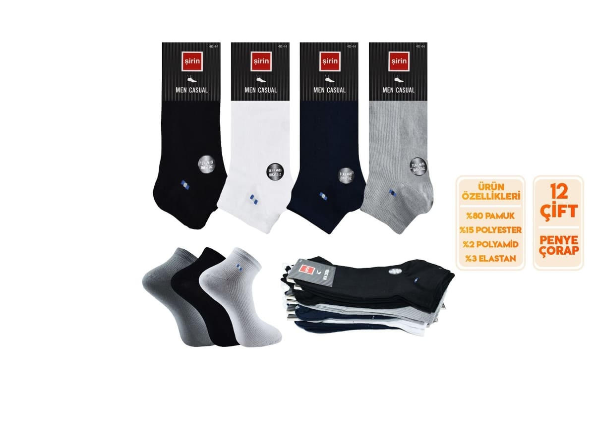 Dikişsiz Pamuklu Ter Emici Erkek Patik Çorap Seti Şirin 7090 - Asorti