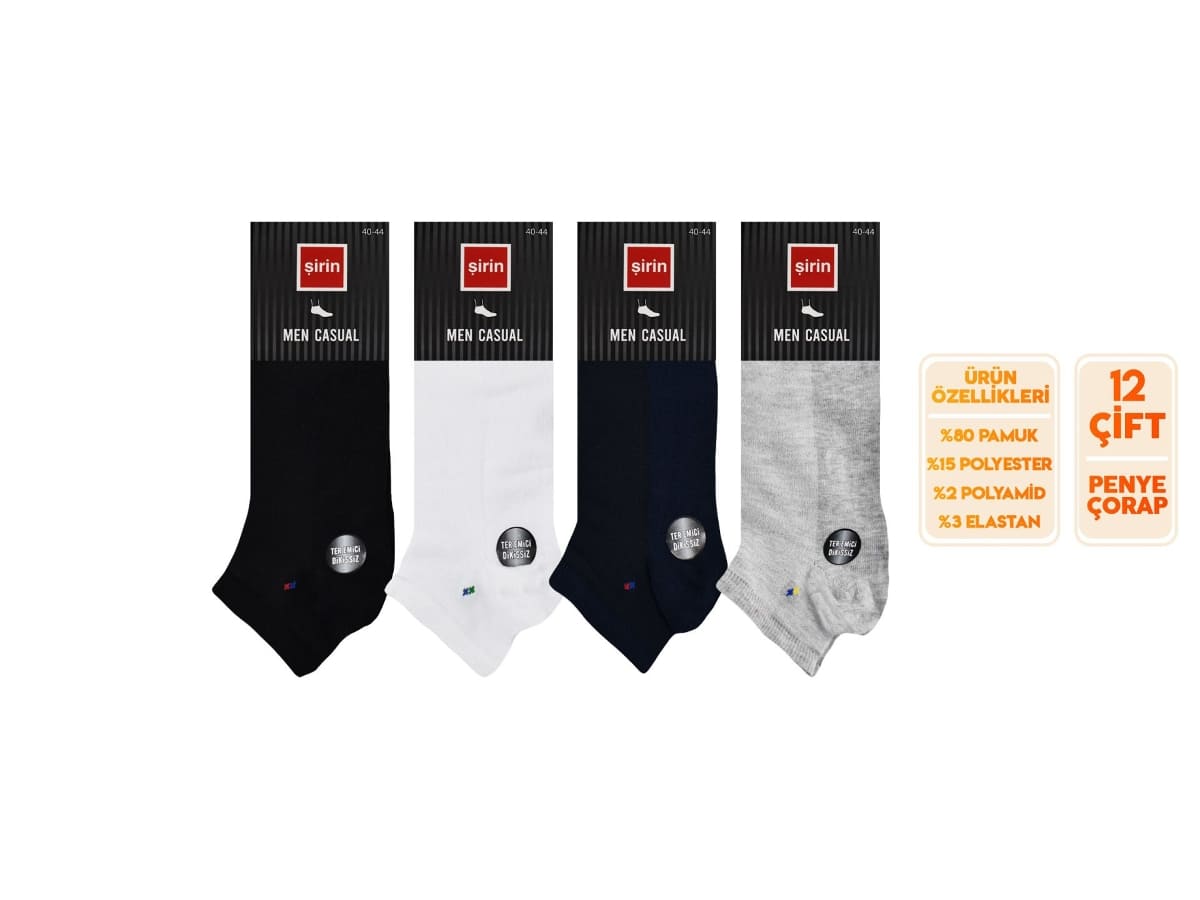 Dikişsiz Ter Emici Pamuklu Erkek Patik Çorap Seti Şirin 7090 - Asorti