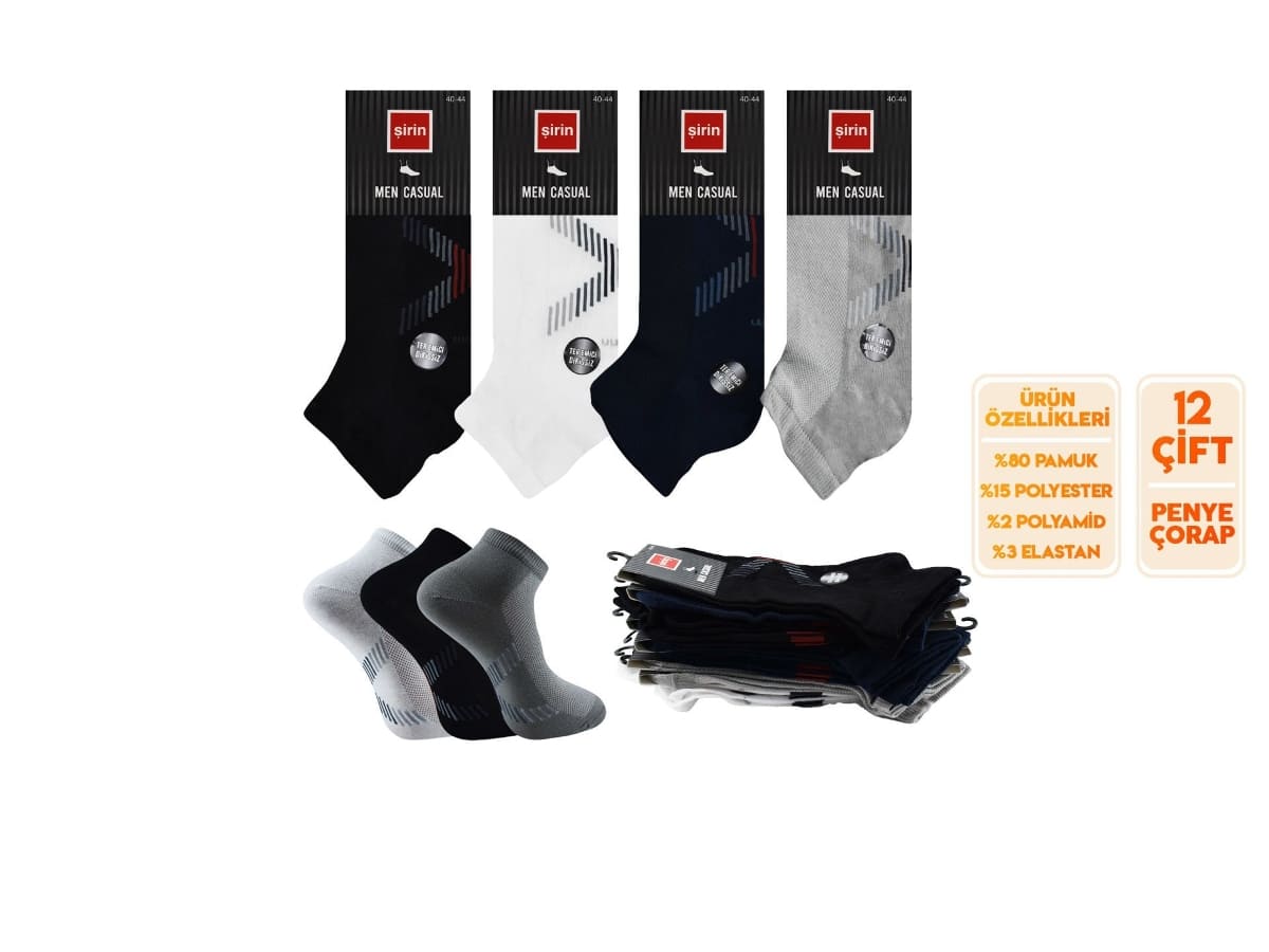 Dikişsiz Pamuklu Ter Emici Erkek Patik Çorap Şirin 7090 - Asorti