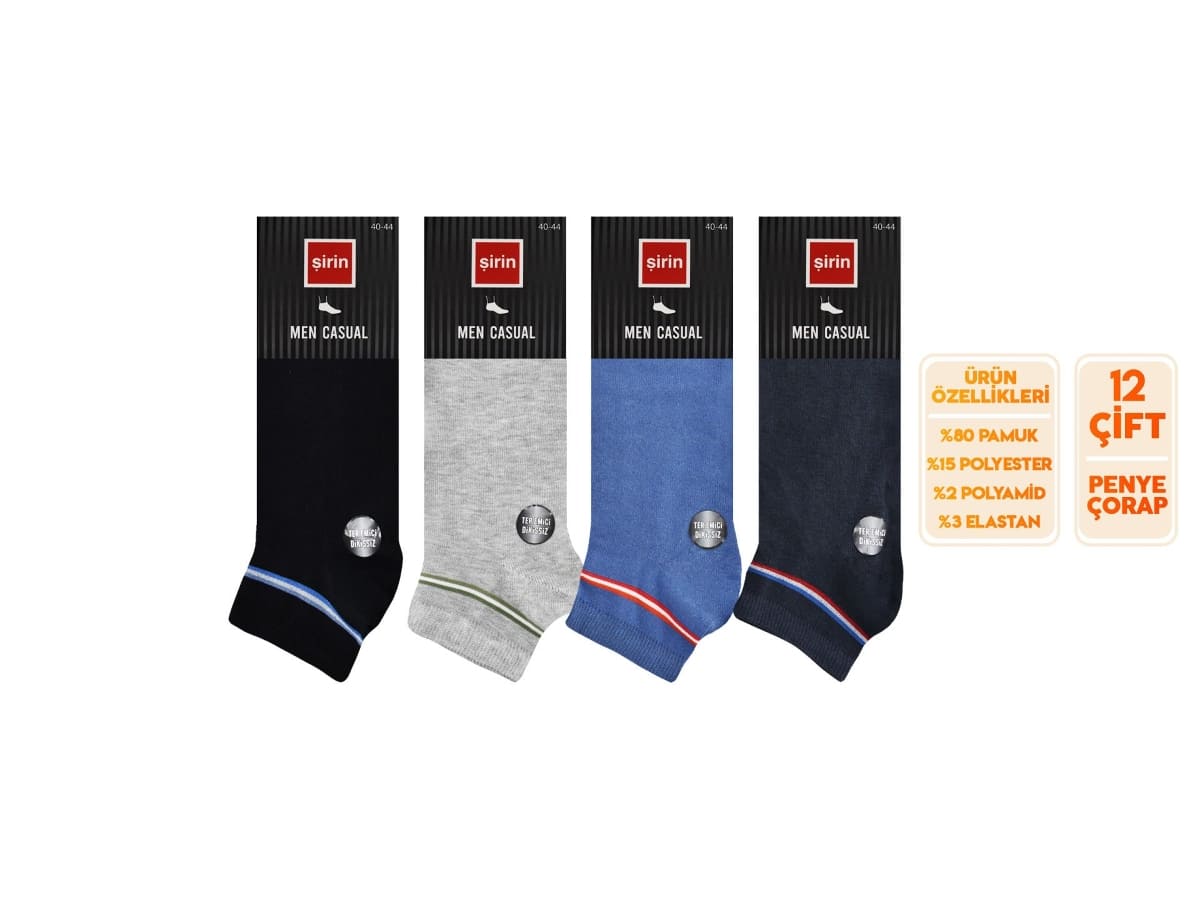 Dikişsiz Yüksek Pamuk Oranı Erkek Patik Çorap Şirin 7090 - Asorti