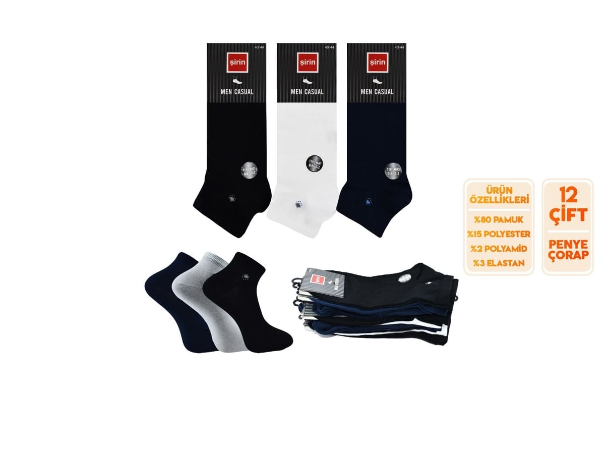Dikişsiz Ter Emici Pamuklu Erkek Patik Çorap Şirin 7090 - Asorti