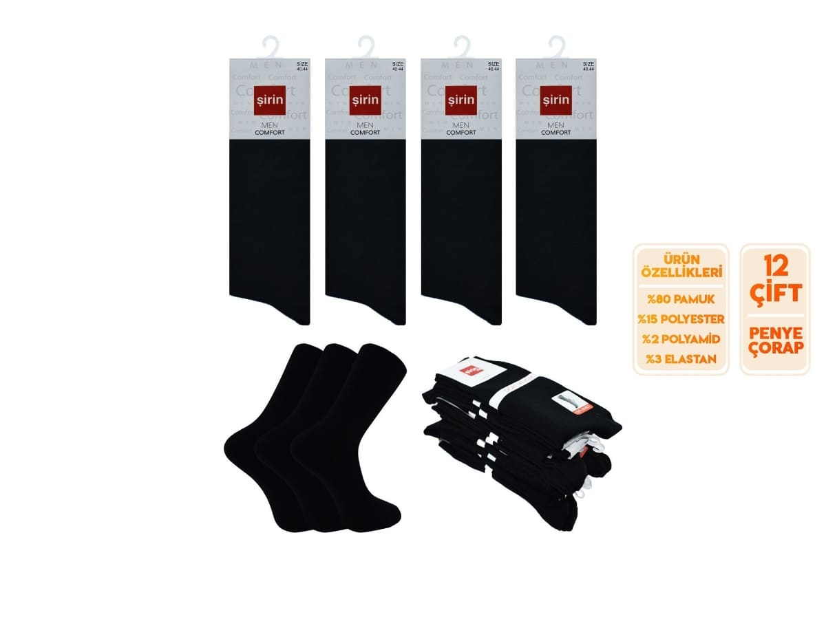 Dört Mevsim Ter Emici Soket Çorap Seti Şirin 7150 - Düz Siyah