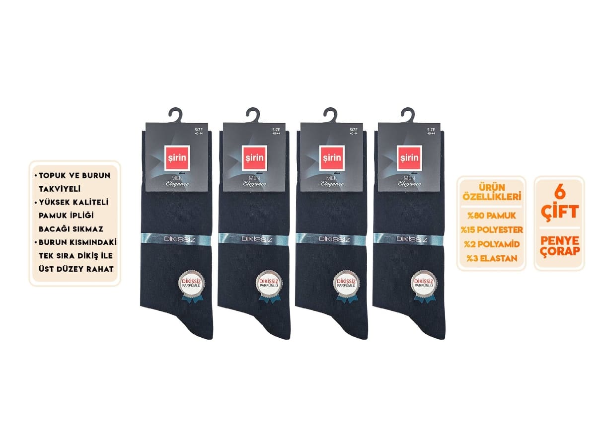 Dikişsiz Ter Emici Siyah Soket Çorap Seti Şirin 7350 - Siyah