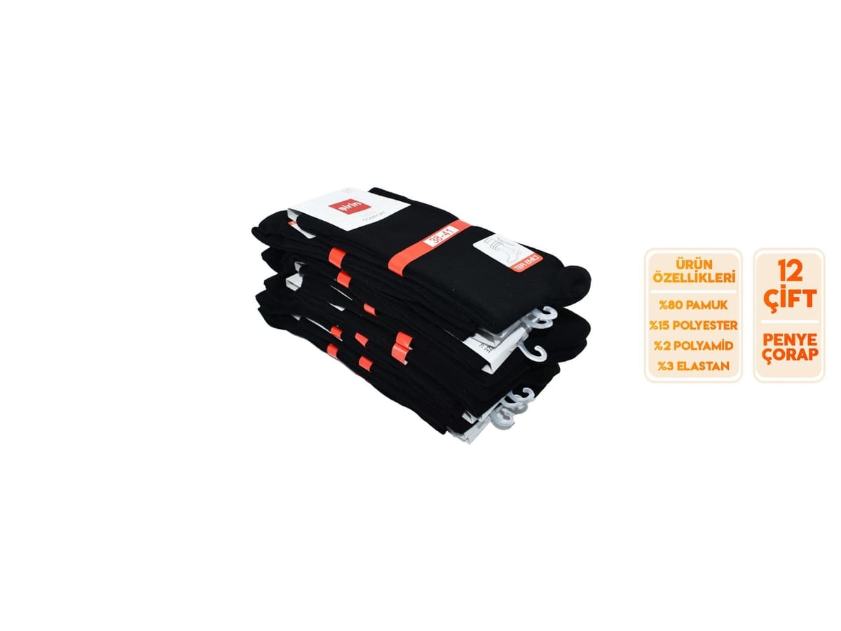 Penye Siyah Ter Emici Erkek Soket Çorap Şirin 7755 - Düz Siyah
