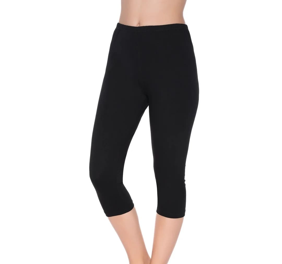 Likralı Pamuklu Kısa Kadın Tayt Yıldız 3656 - Siyah