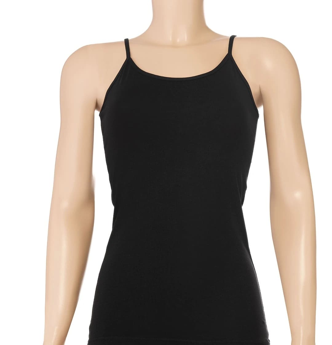 Pamuklu Nefes Alabilir İp Askılı Kadın Atlet Yıldız 2171 - Siyah