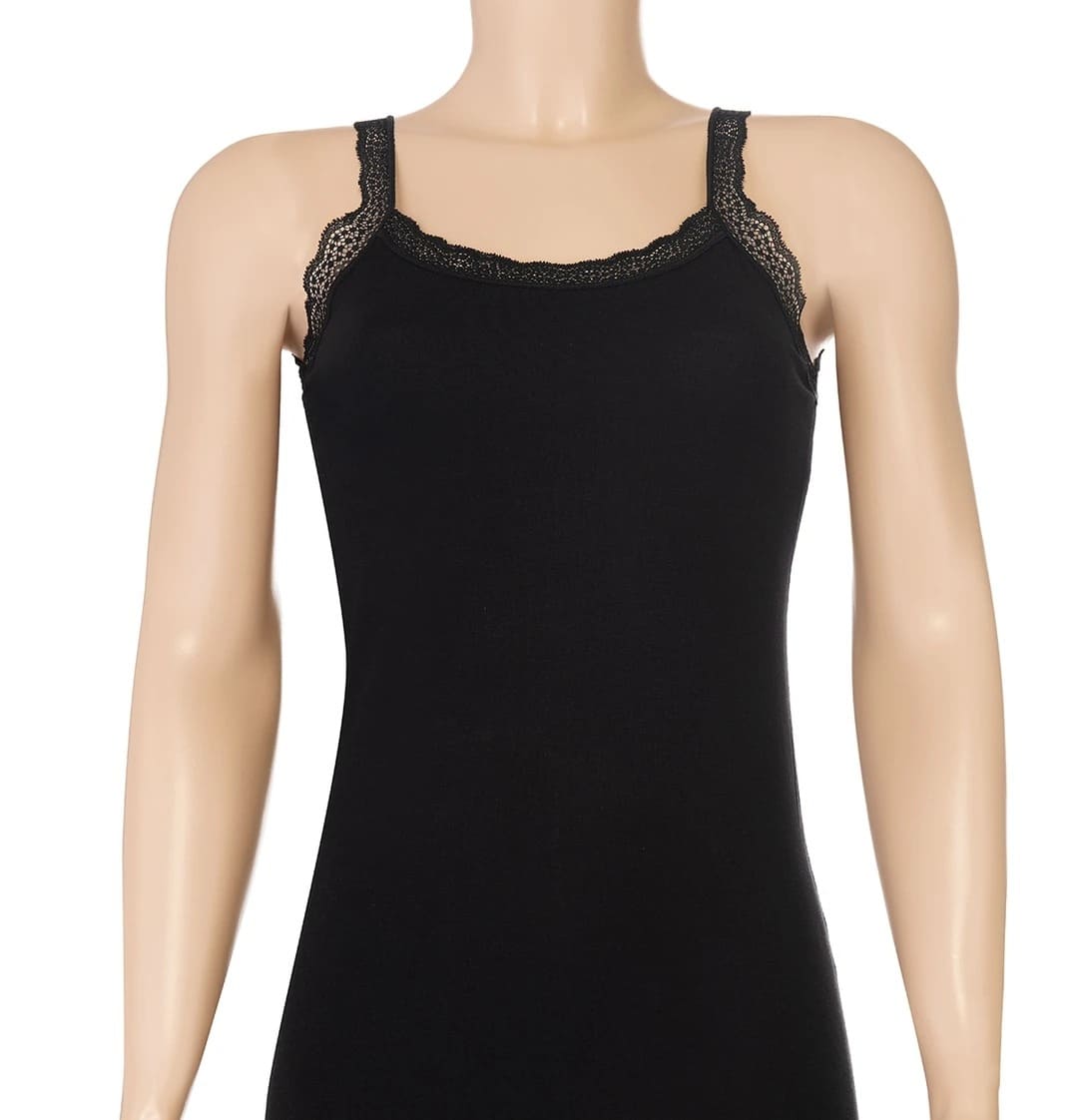 Likralı Dantelli Askılı Kadın Atlet Somon Yıldız 2281 - Siyah