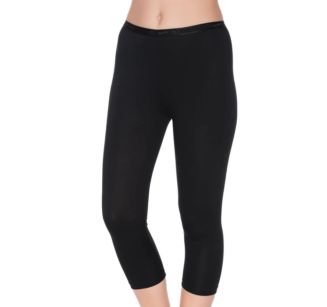 Siyah Likralı Kemerli Kısa Kadın Tayt Yıldız 3648 - Siyah