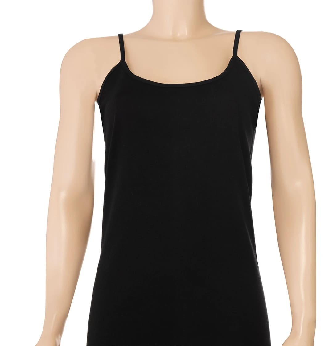 Pamuklu Esnek İp Askılı Kadın Atlet Yıldız 2047 - Siyah