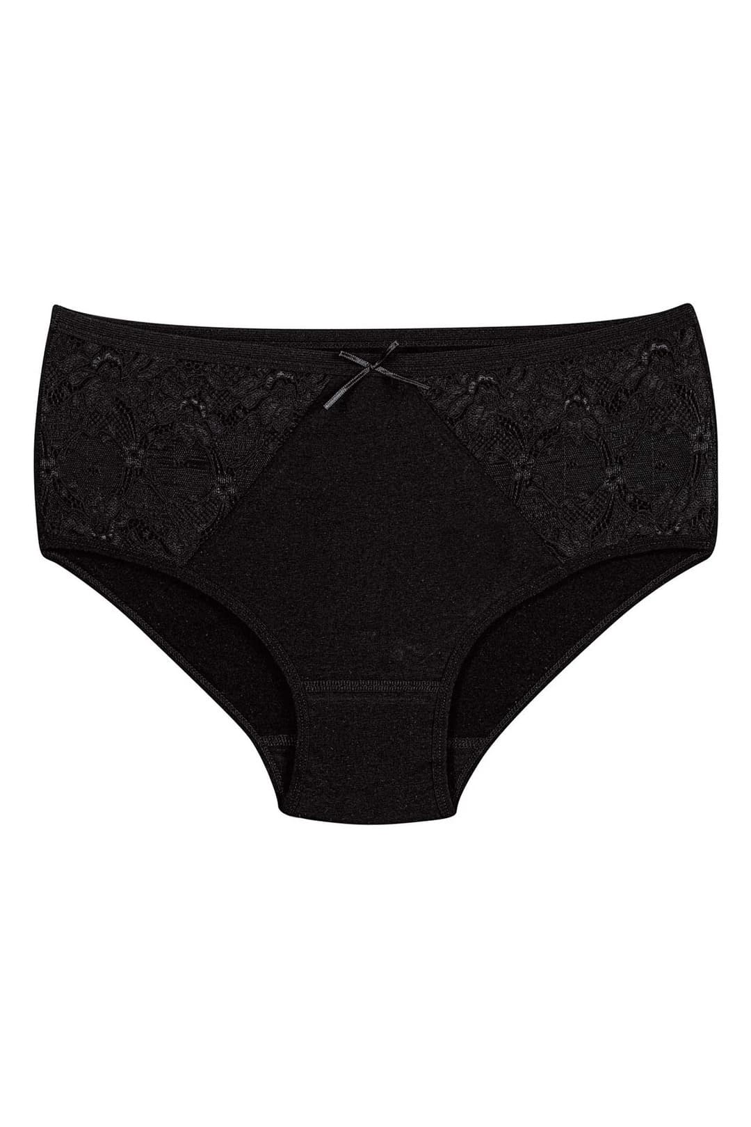 Siyah 6'lı Paket Dantelli Yüksek Bel Külot Yıldız 3831 - Siyah