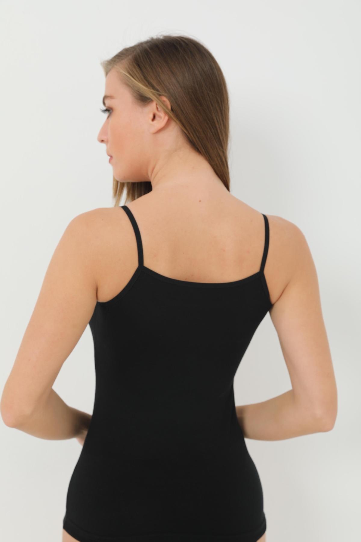 Bambu Kumaş İp Askılı Atlet Siyah Arma Yıldız 3701 - Siyah