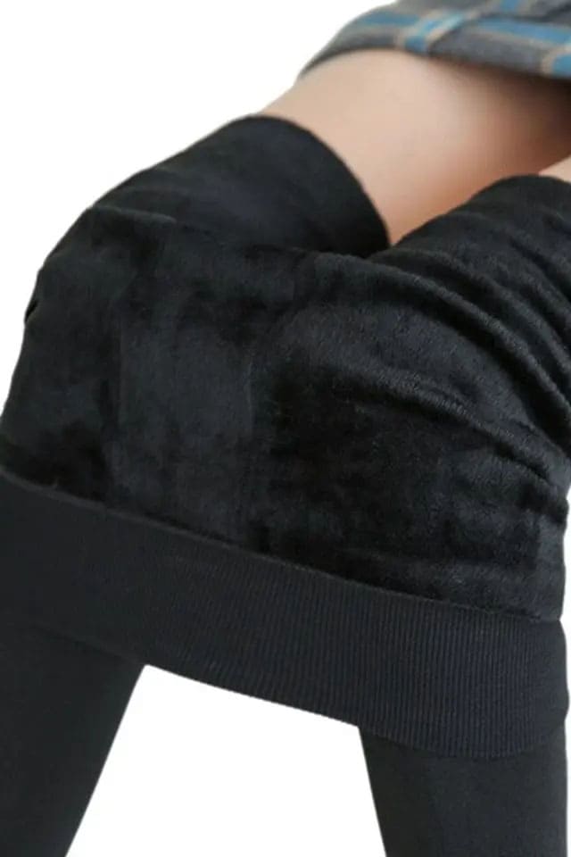 Yüksek Bel Esnek Peluş Tayt Pera Fitol 8022 - Siyah
