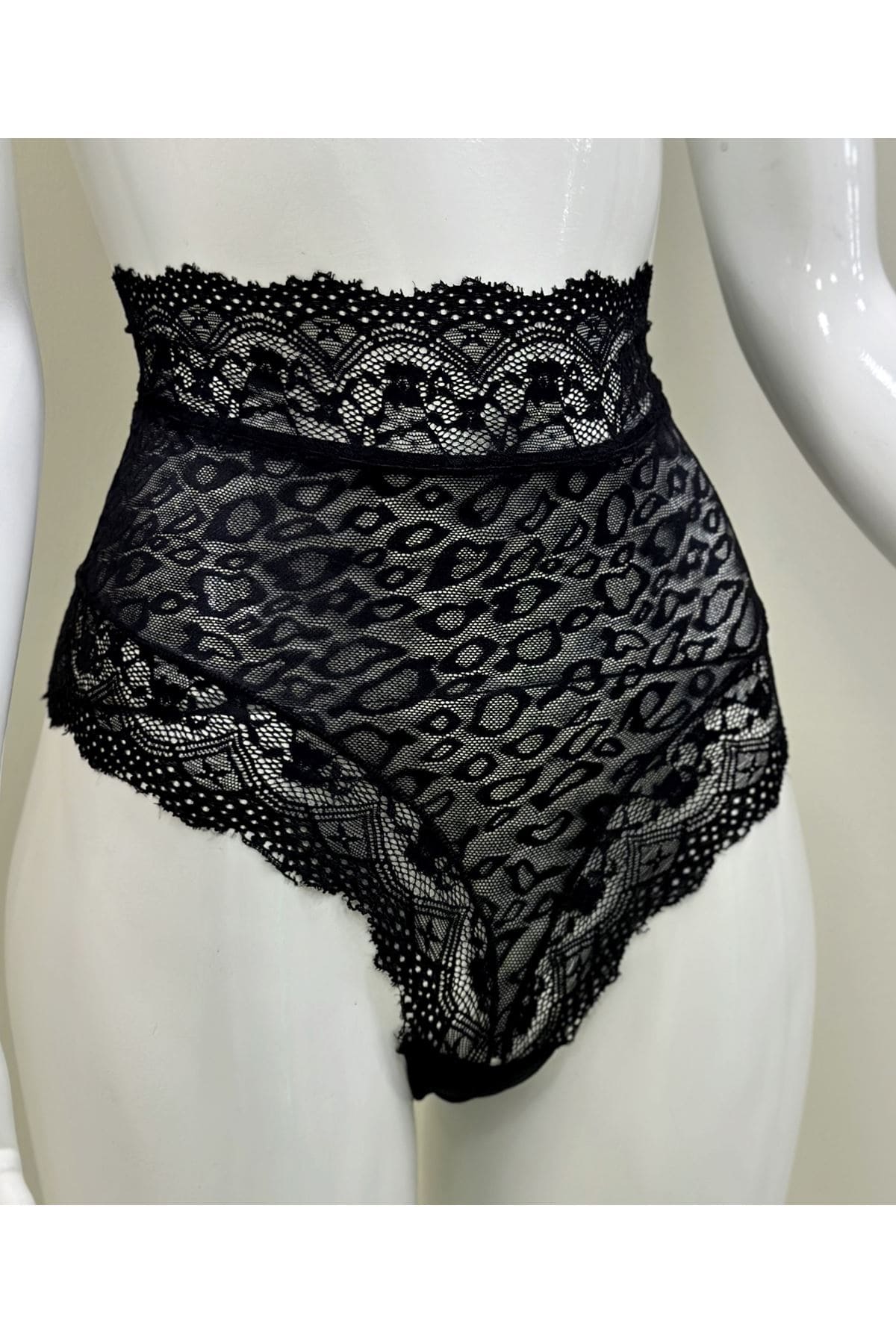 Kurdelalı Siyah Dantelli Yüksek Bel Külot Sistina 1013 - Siyah