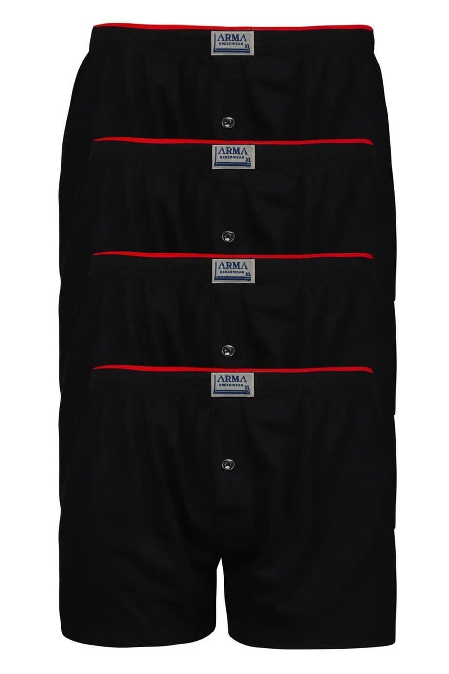 Düğmeli Havlu Bel Boxer 4'lü Paket Siyah Arma Yıldız 1140 - Siyah