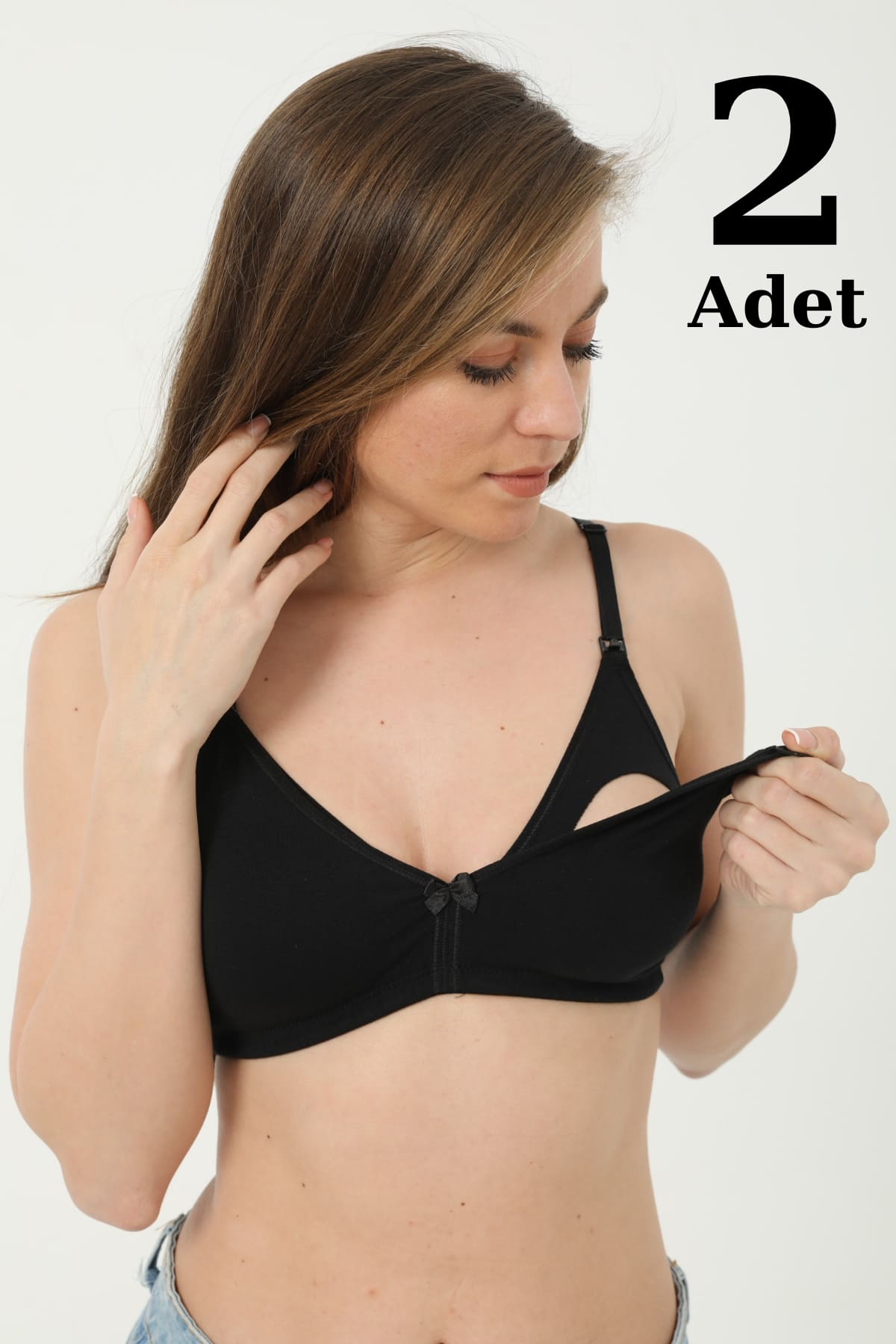 Pamuklu Astar ve Genişletilebilir Kaplı Emzirme Sütyeni Arma Yıldız 3719 - Siyah