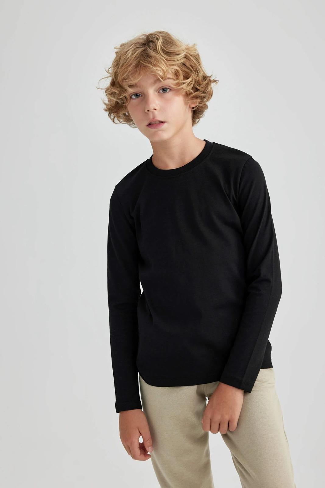 Pamuk Uzun Kollu Tişört Arma Yıldız 5538 - Siyah