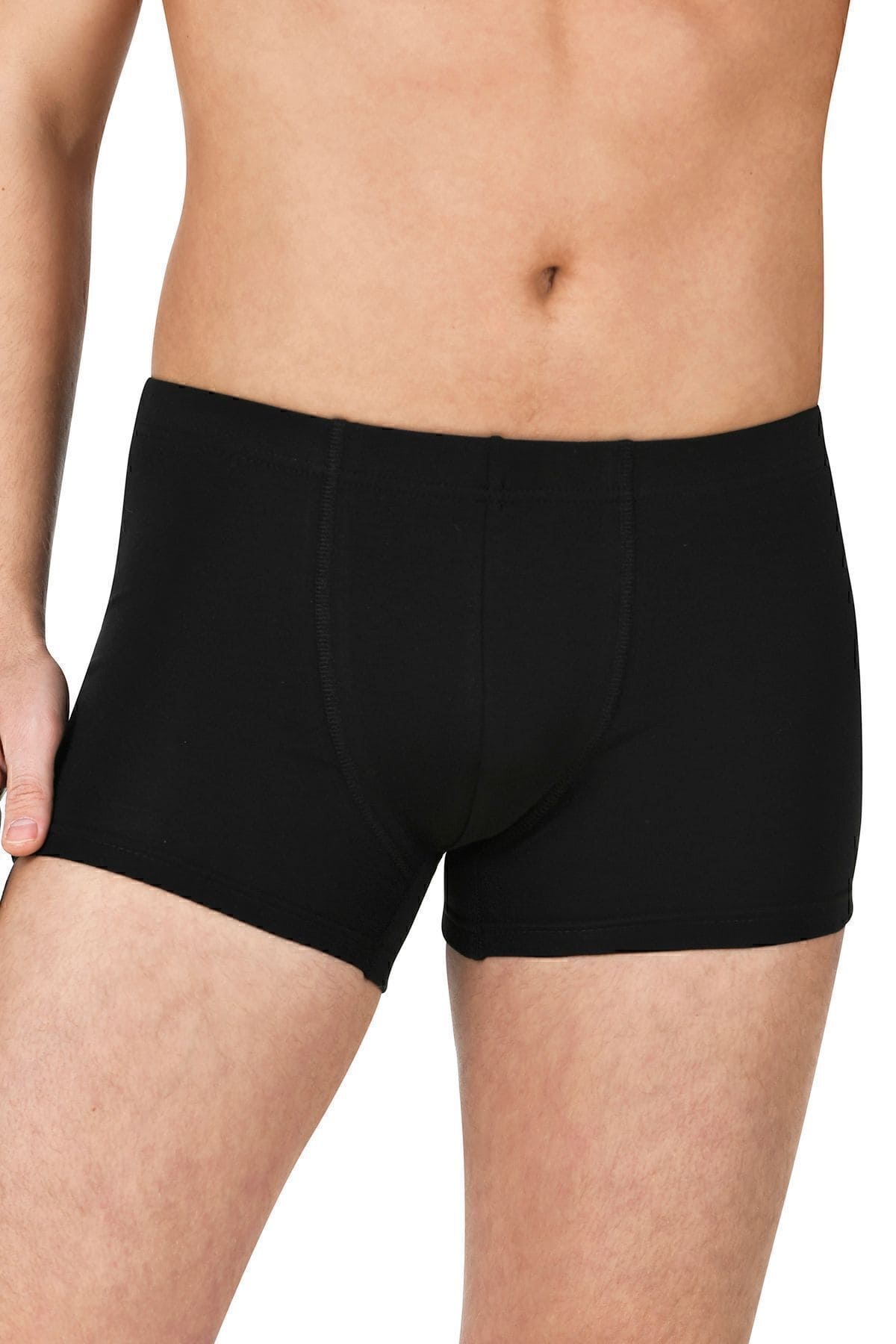 Pamuklu Likralı Esnek Rahat Boxer Şort Özkan 12024 - Siyah