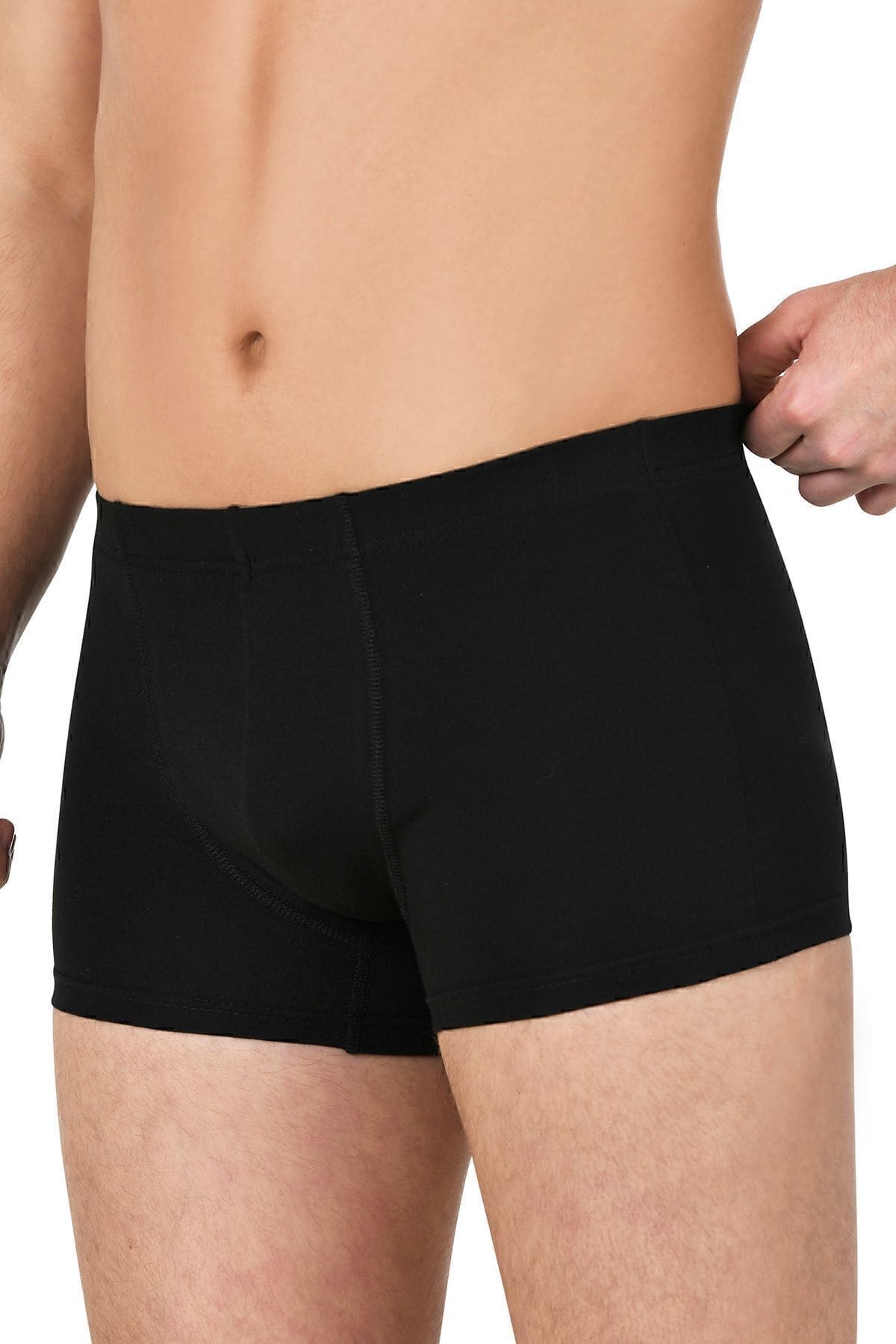 Pamuklu Likralı Esnek Rahat Boxer Şort Özkan 12024 - Siyah