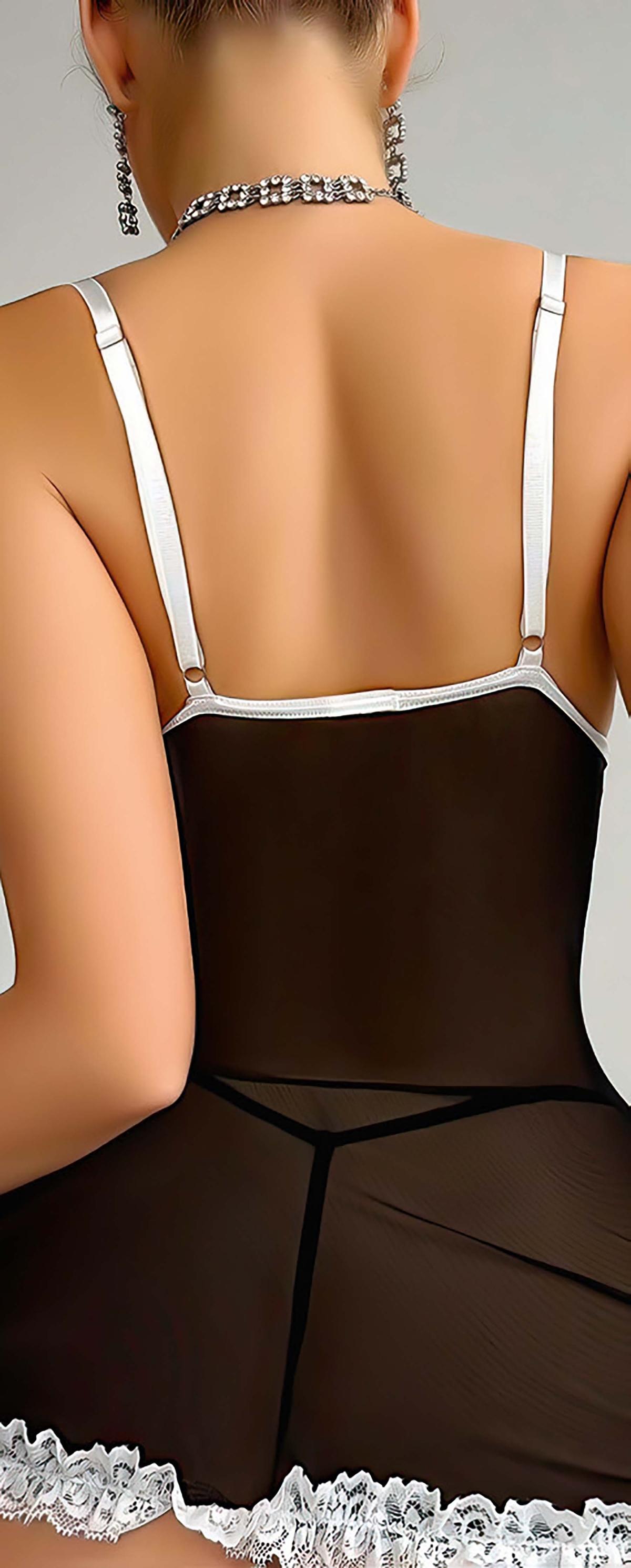 Siyah Fırfırlı Erotik Kostüm Jesica Bella 00121 - Siyah