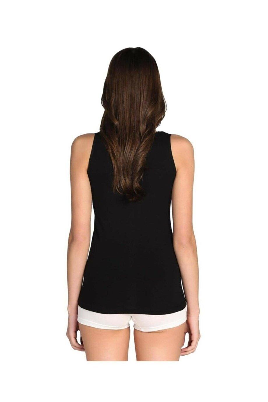 Geniş Askılı Pamuklu Siyah Atlet Ribana Arma Yıldız 3303 - Siyah