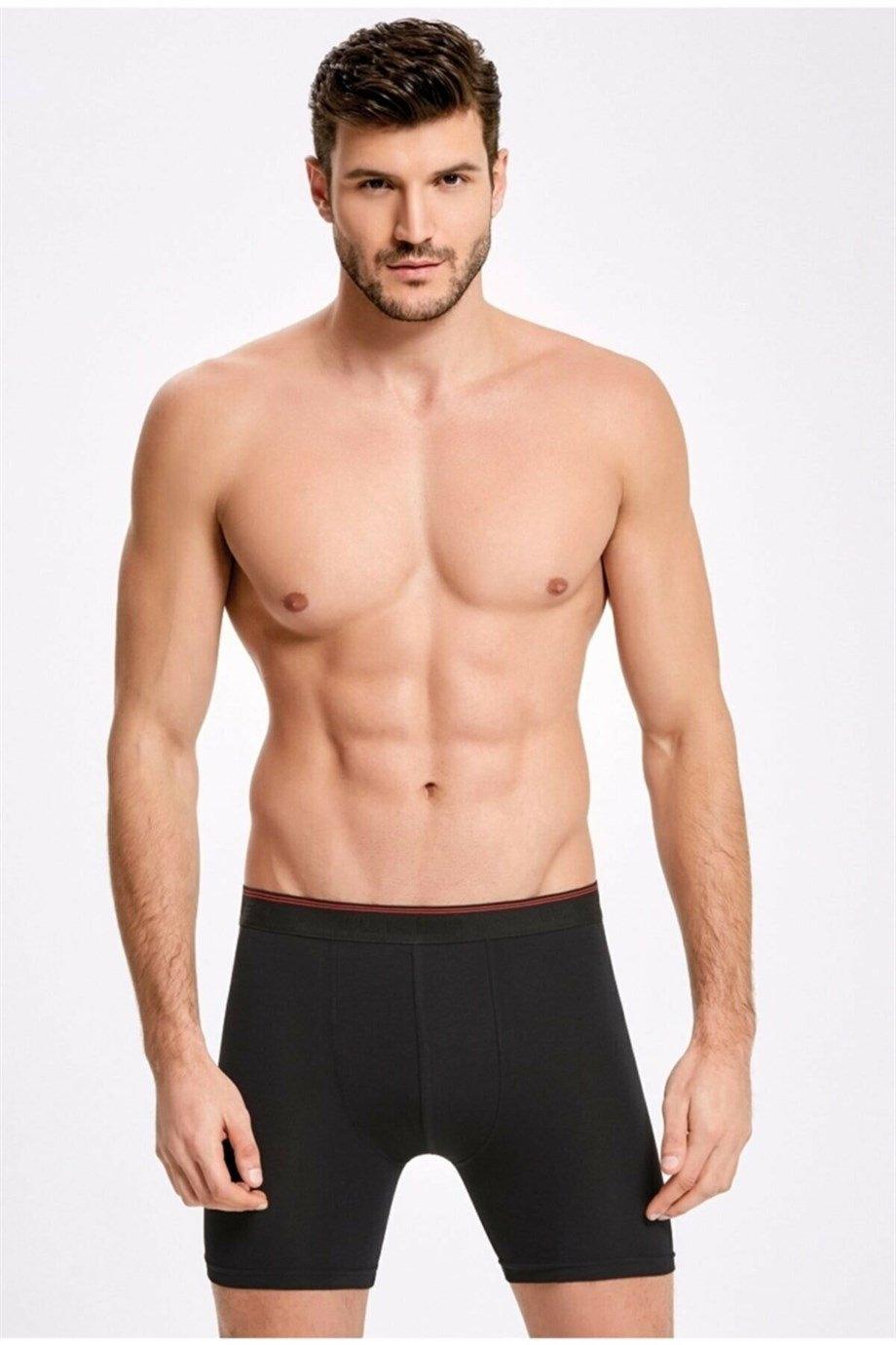 Siyah Uzun Boxer Esnek Bel Lastiği Arma Yıldız 1173 - Siyah