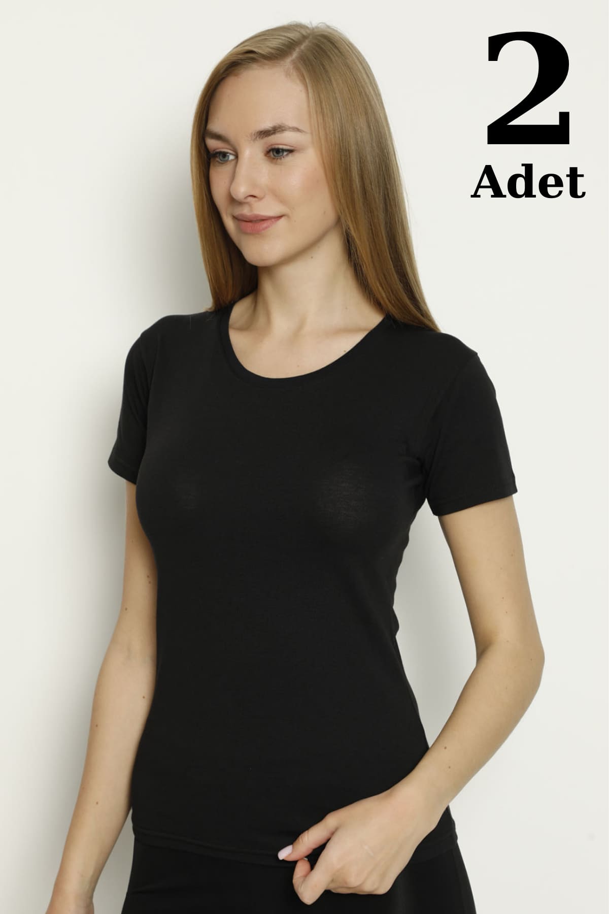 Pamuklu Likralı Yuvarlak Yaka Kadın Atlet Arma Yıldız 3358 - Siyah