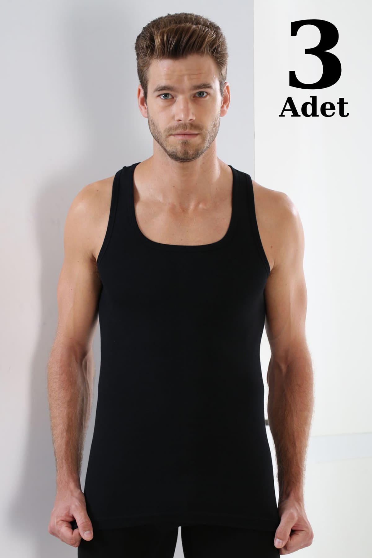 Siyah Ribana Atlet 3'lü Paket Arma Yıldız 1007 - Siyah