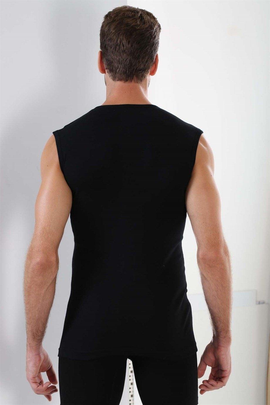 Siyah Pamuklu Ribana Kolsuz Atlet Arma Yıldız 1110 - Siyah