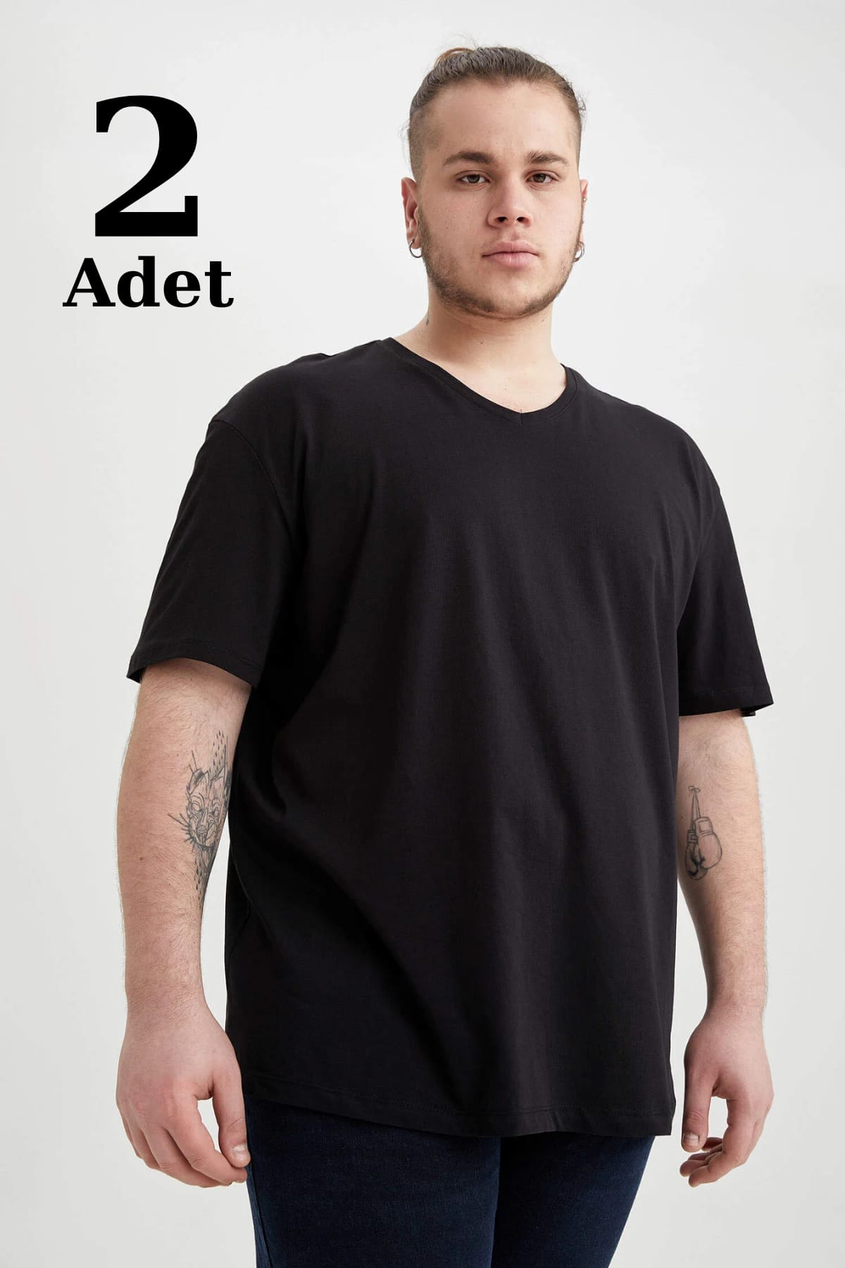Pamuk Penye Süprem V Yaka Büyük Beden Atlet Arma Yıldız 1160 - Siyah