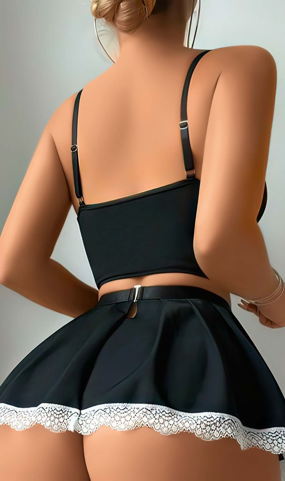 Siyah Dantelli Fantezi Kostüm Poliamid Elastan Jesica Bella 00124 - Siyah