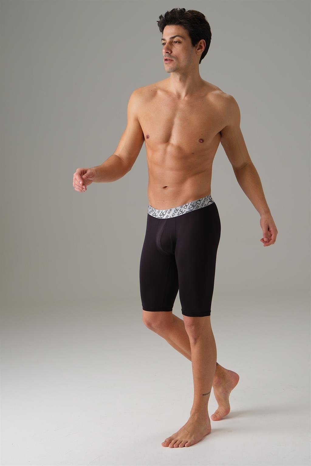 Esnek Bel Lastiğiyle Sportif Uzun Erkek Boxer Doreanse 1786 - Siyah